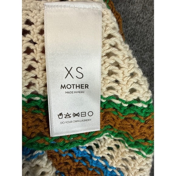 NWT MOTHER The Benefits Dress Size XS Striped Crochet Fringe Midi Cotton Anthro - Picture 6 of 12